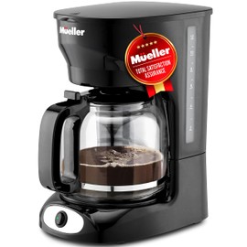 Mueller 12-Cup Drip Coffee Maker, Auto Keep Warm Function, Smart Anti-Drip System, with Permanent Filter and Borosilicate Glass Carafe, Clear Water Level Window Coffee Machine