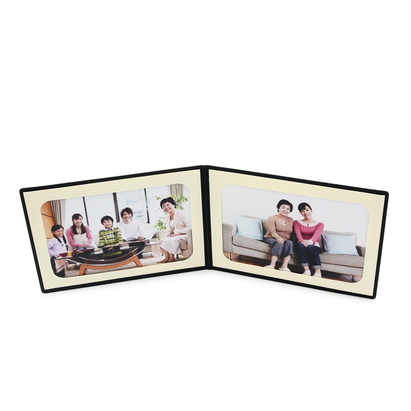 山田屋台紙店 写真台紙 ペーパーフォトフレーム ポケット台紙 『Photograph/カメラ』 2Lサイズ 2面ヨコ (ブラック)