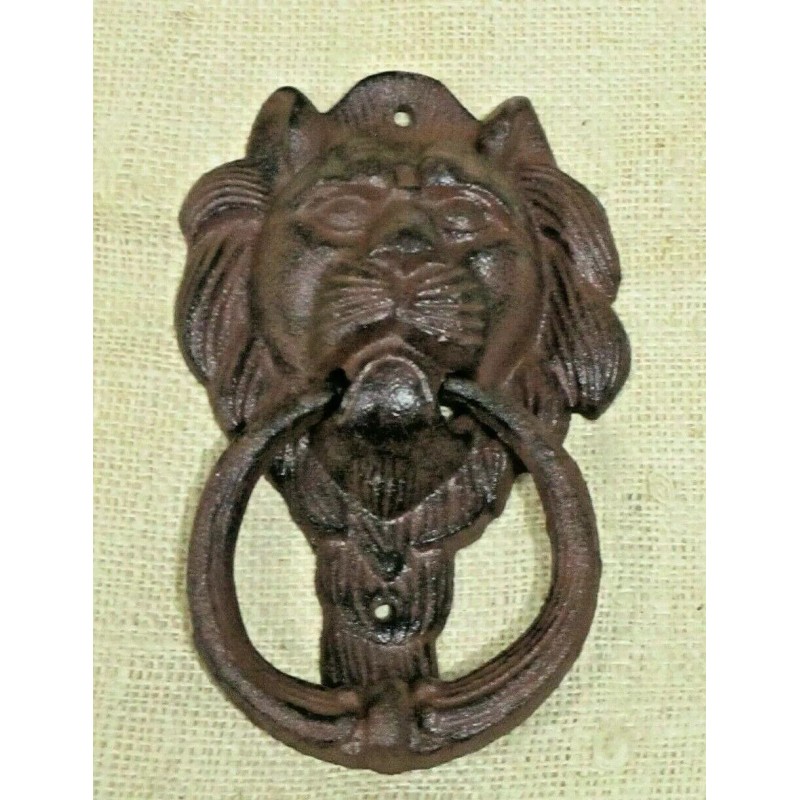 2 Cast Iron Antique Style Rustic LION HEAD Door Knocker
