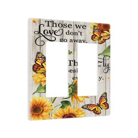 Quotes Butterfly Flower Sunflower 2 Gang Double Rocker/Decora Light Switch Cover Decorative Outlet Wall Plate Electrical Faceplate Screwless