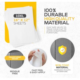 CatWay 10-Pack Furniture Protectors From Cats Scratch, Couch Protector for Cats, Anti Cat Scratch Furniture Protector, Couch Guard for Cats - Sofa Corner Scratching Training Tape Deterrent Made In USA