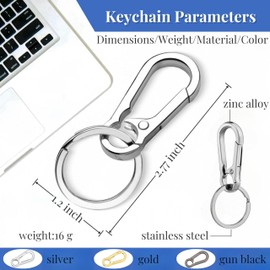 Keychain Key Chain Rings Clip Metal Keyring Carabiner Key Organizer Holder for Car Home Backpacks Men Women Small Gold Black Silver,3 Pack