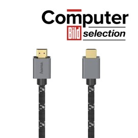 Hama HDMI Cable 2 m Long Ultra HD 8k (Ultra High Speed HDMI Cable with HDR, HEC, eARC, Gold-Plated, Monitor Cable with Robust Coating, Connection of PC/Notebook with Monitor, TV, Projector,