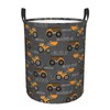 Gbuzozie Monster Trucks Excavator Tractor Round Laundry Hamper Storage Basket