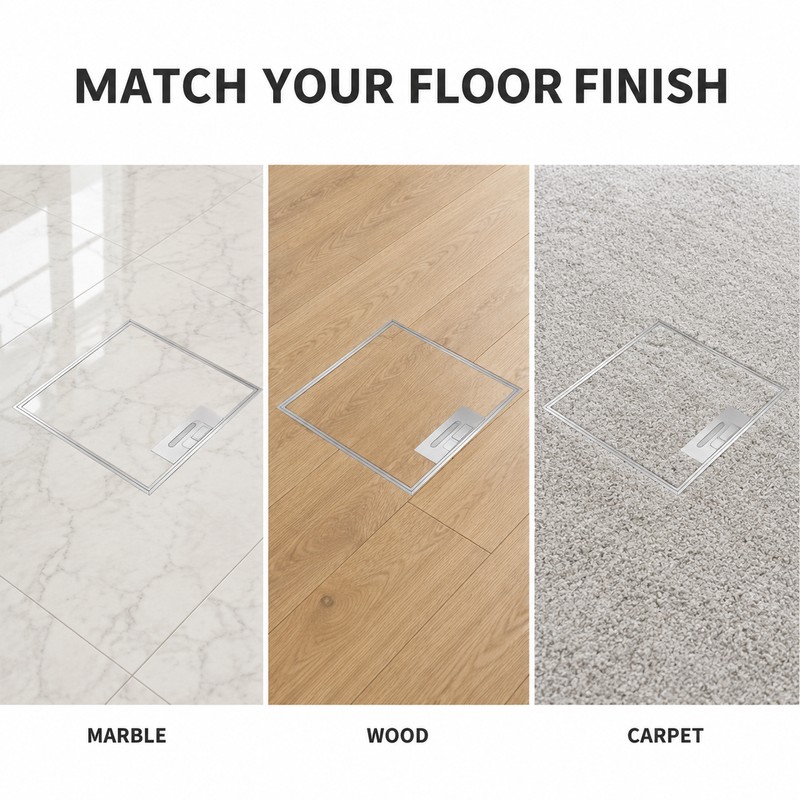 Square Metal Hidden Floor Socket Box with Multiple Outlet Configurations