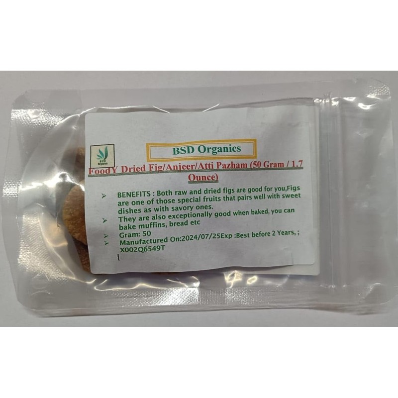 BSD Organics FoodY Dried Fig/Anjeer/Atti Pazham (50 Gram / 1.7