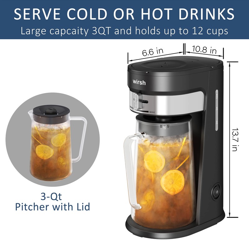 wirsh Iced Tea Maker with 3QT Pitcher, Iced Coffee Maker