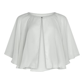 BOLEROSE Soft Wedding Wrap Evening Sheer Chiffon Cover Up Cape Shawl (Silver, One Size)