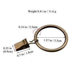 Coideal Set of 30 Bronze Curtain Rings with Clips/Heavy-duty Metal Decorative Drape Clip Hooks Set with Eyelets for Drapery, Windows, Bathroom, Home Kitchen, Fit Up To 30mm Rod (35 mm)
