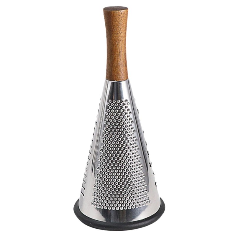 Ciieeo Stainless Steel Cheese Grater with Wooden Handle - Three-Sided