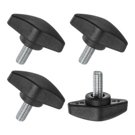 M METERXITY 4-Pack Thumb Screws, M6x14mm Tee Wing Knobs, Plastic T Handles Clamping Knob for Woodworking/Machinery/Equipment, Tightening Thread Thumbscrew [Black]