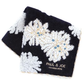 PAUL&JOE ACCESSOIRES 000287-0004-03 Paul & Joe Towel Handkerchief, Chrysantheme Embroidery (Navy) Women's Towel, Hand Towel, Approx. 9.8 inches (25 cm), navy