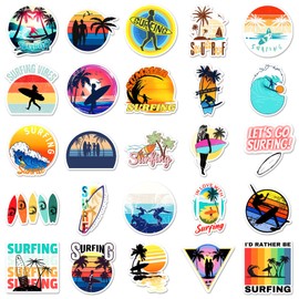 50 Packs Love Surfing Stickers Water Bottles Laptop Phone Motorcycle Computer Guitar Skateboard Hydroflasks Go Surfing Vinyl Sticker Waterproof Aesthetic Trendy Decals for Teens Girls Adults