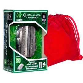 Slider Hanayama Puzzle, New 2020 Release, with RED Velveteen Drawstring Pouch