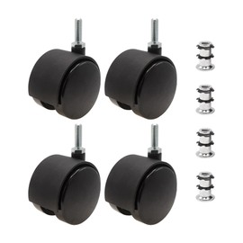 3/4" Round Metal Double Star Caster Inserts | 5/16-18 x 1" Threaded Stem | 2-3/8" Swivel Hooded Twin Wheel Casters | Made of Durable Nylon | 4 Without Brakes by Outwater