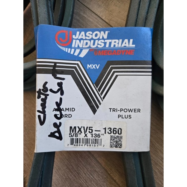 JASON INDUSTRIAL MEGADYNE MXV5-1360 Aramid Cord BELT 5/8" x 136"