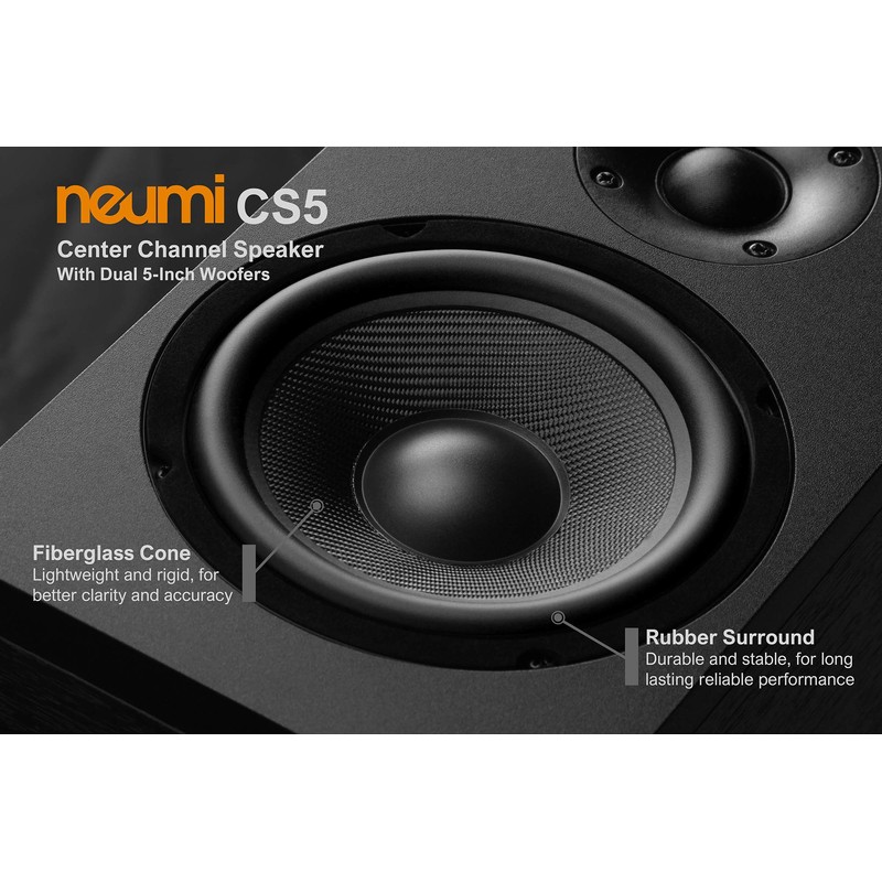 NEUMI CS5 Center Channel Speaker, Dual 5-Inch Woofers, 1-Inch Tweeter,
