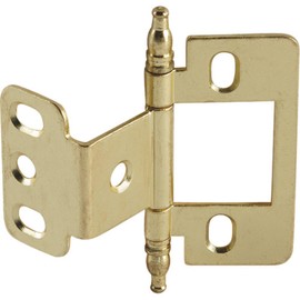 Brixwell QH3K-001 Decorative Butt Hinge, Partial Wrap, Non-Mortise, Minaret Finial for Inset face Frame Doors, Brass-Plated