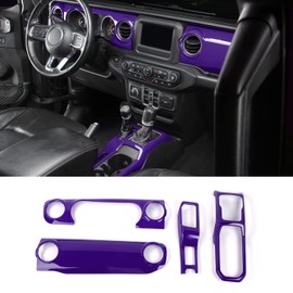 CheroCar Center Console Panel Dashboard Cover & Gear Shift Panel Cover Interior Accessories fit for Jeep Wrangler JL JLU 2018-2022 & Gladiator JT 2020-2022,Purple…