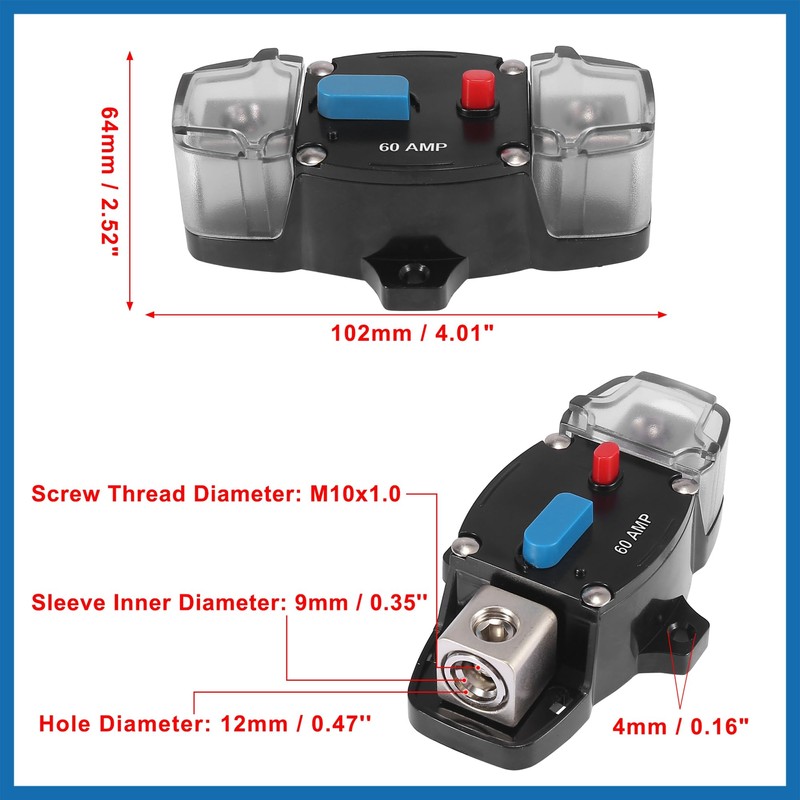 A ABSOPRO DC 12-24V 60Amp Car Boat Circuit Breaker Audio