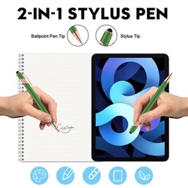 12 PCS 2 in 1 Stylus Ballpoint Pens,Pen with Stylus Tips, 1.0 mm Black Ink Metal Pen Stylus Pen for Touch Screens (Light Green)