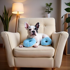 Enyolidimk 2 PCS Blue Donut Shape Plush Pet Toy,Lovely Donut Shaped Squeaky Squeaking Sound Toy for Pet Chew Toy Squeaky Plush Dog Toy Blueberry Chew Guard Technology Dog Squeak Toys