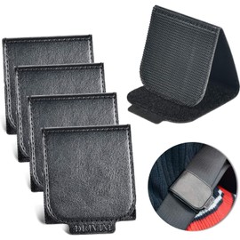 Auto Sicherheitsgurt Versteller 4 Stück Universal PU Leder Gurt Clip Halsschutz und Gurtversteller für Erwachsene, Anpassungsriemen und Schulter-Nacken-Abstand für Komfort (Schwarz)