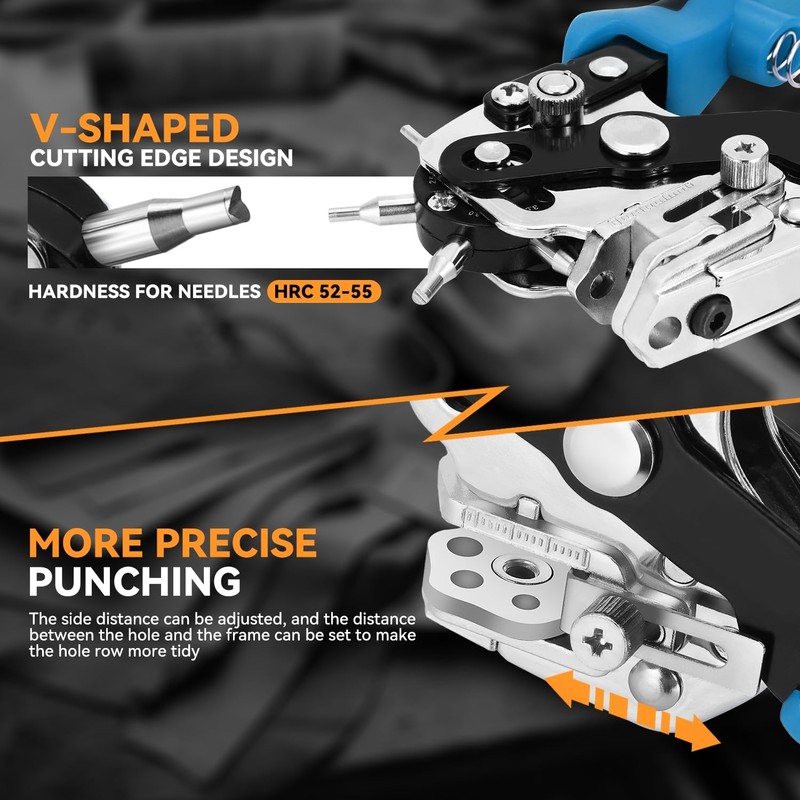 Auto Dynasty 6-in-1 Hole Punch Tools Multi-Purpose Stainless Steel Adjustable