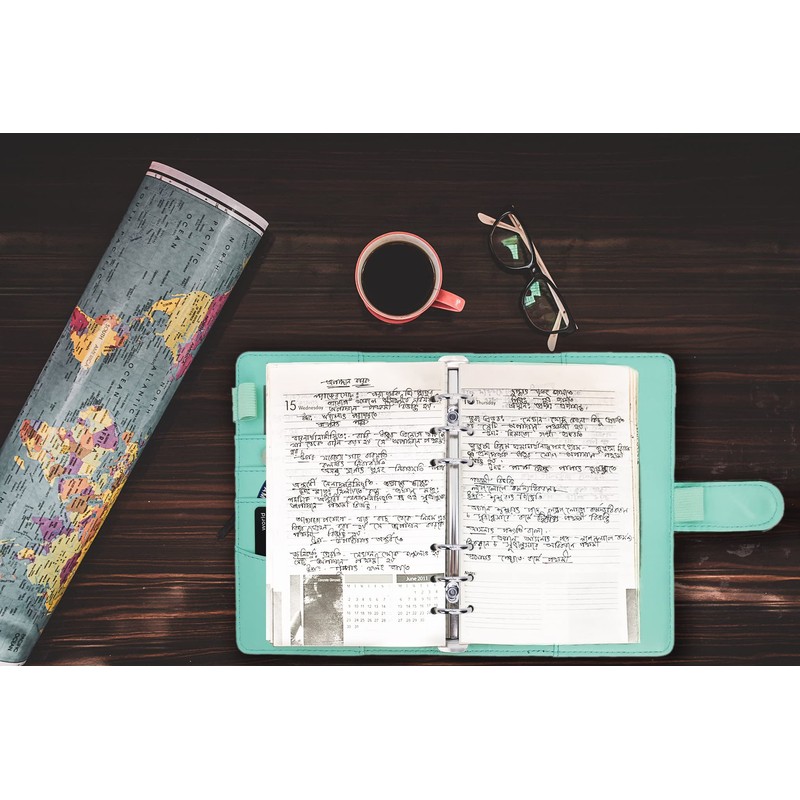 PU Leather Personal Notebook Planner with 80 Pages Loose-Leaf Papers