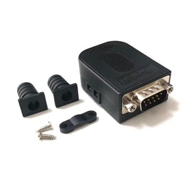 Audiofan D-SUB 9 Pin Male Cable Screw Screw 9+ GND Board Lock Nut RS232 DB9 DB-9 Serial Communication Connector Resin Parts Black with Cable Reinforcement Part Product Size 55mm x 34mm x 20mm