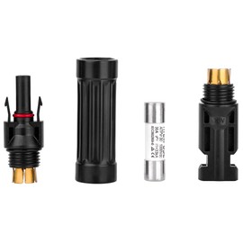 Jtron 1000V PV Fuse Connector IP68 Waterproof Dustproof in-line Fuse Holder, Male and Female Solar Plug with 1 Fuse (30A)