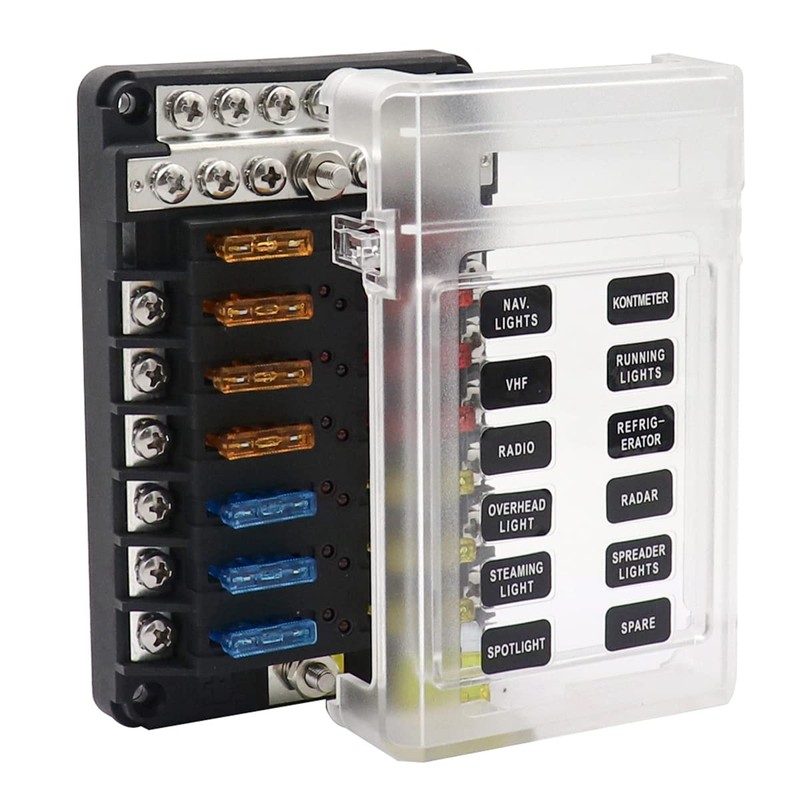 NUZAMAS 12 Volt Fuse Panel Block Boat Fuse Panel with