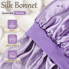Doitory Satin Silk Bonnet for Sleeping, Soft Satin Lined Hair Bonnet for Women, Double Layer Sleep Nightcap for Natural & Curly Hair