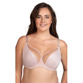 VIVISENCE Women's Underwired Bra with Mesh Top Soft Bra Elegant Bra Smooth Cups Underwired and Adjustable Straps for Optimal Support and Feminine Elegance, beige, 70F