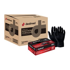 Dealmed Nitrile Exam Gloves – Disposable, Non-Irritating, Latex Free Medical Gloves, Multi-Purpose Use for First Aid and Medical Facilities, Black (2X-Large, Case of 900)