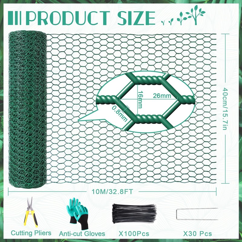 32.8ftx16In Plant Protectors from Animals,Plant Cages for Outdoor Plants,Wire Plant