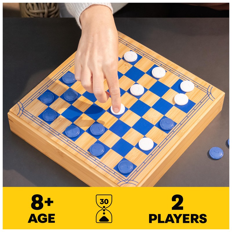 Mindful Classics, Chess Checkers Board Game Set with Bamboo Wooden