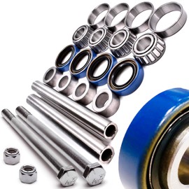 HD Switch -2 Kits- Improved 13x5-6 Front Wheel Bearing Rebuild for eXmark Toro 1-633579 E633579 Axle Sleeve 1-633585 1-633584 103-0063 1-633580 Seals 1-633581 Spacer Bushing, 325-36 Bolt w/Lock Nut