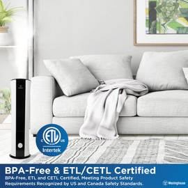 Westinghouse 28-inch Cool Mist Ultrasonic Tower Humidifier, 6L Top Fill Air Humidifier with Essential Oil Diffuser, Adjustable Mist Volume for Large Bedrooms
