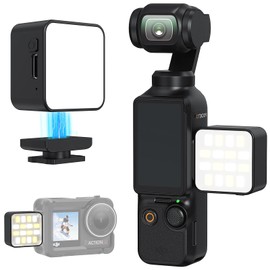 VRIG FD-02 Mini Magnetic Video Light with Metal Patch for DJI Osmo Pocket 3, 3000K-6000K USB-C Action Camera Fill Light for DJI Osmo Action 5 Pro/4/3, Pocket 2 and Cages (Black)