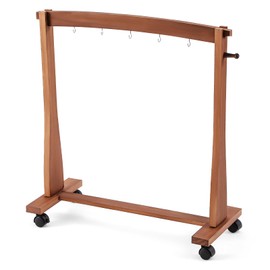 Ripeng Gong Chimes Wood Stand for 28" to 32" Gongs with Base for 1 Gong or 5 Chimes Wood Drum Stand with Brake Pulley for Sound Therapy and Meditation(Brown, Style A)