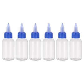 PATIKIL 2oz(60ml) Plastic Dispensing Bottle, 6Pcs Squeeze Empty Bottles with Black Twist Cap for Liquids, Inks, Oils, Sauces, Arts and Crafts, Transparent