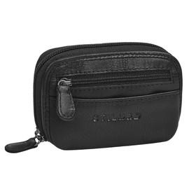 STILORD 'Eason' Men's Leather Key Bag with Many Compartments - Women's Pencil Case Key Organiser Coin Purse Key Case - Genuine Leather Keyring with Money Compartment, black, coin purse