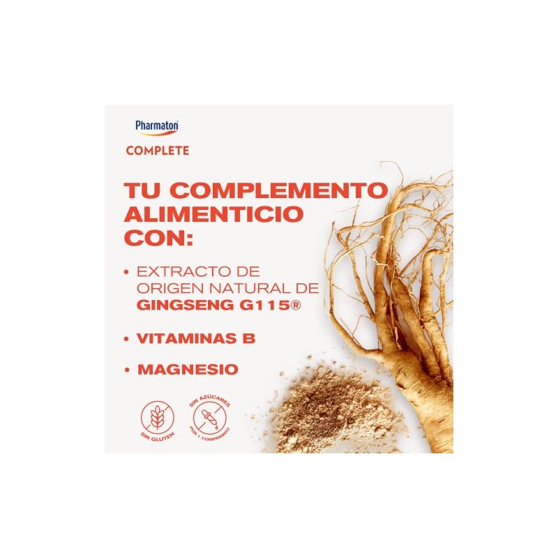 Pharmaton Complete suplemento alimenticio, Gingsen G115+ vitaminas, 60tabs