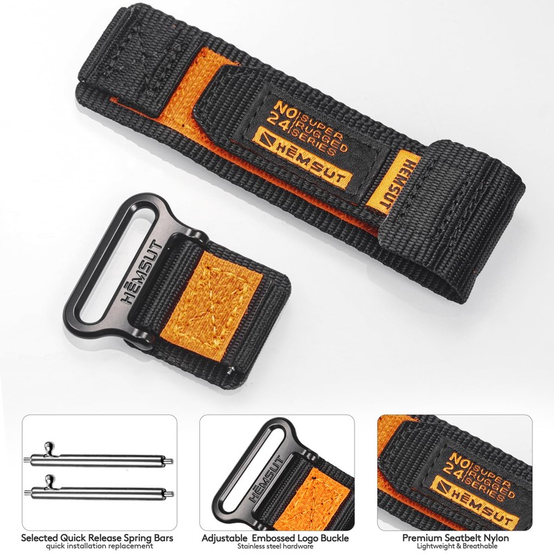 Torbollo Nylon Velcro Watch Band, 0.8 inch (20 mm), 0.9