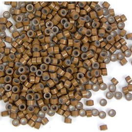 500 PCS 5mm Chocolate Color Silicone Lined Micro Rings Links Beads Linkies For I bonded Tipped Hair Extensions