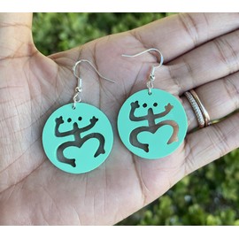 Coqui Frog Earrings for Women, Acrylic Tailed Dangle Earrings with Sterling Silver Hooks (Turquoise)