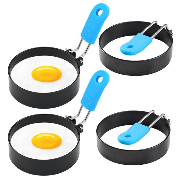 4pcs Egg Rings for Frying, Stainless Steel Egg Rings with