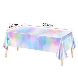 Mcoser Iridescent Party Tablecloth in 2pcs,Shiny Rectangle Table Cloth,Disposable Table cloths,137 * 274CM Colorful tablecloth,Iridescence Plastic Tablecloths For Wedding,Party Decortaion