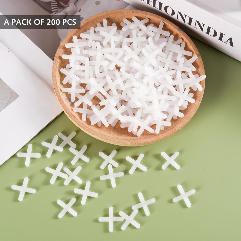 200 Pcs Tile Spacers, 3mm Plastic Cross Shaped Gasket Spacers